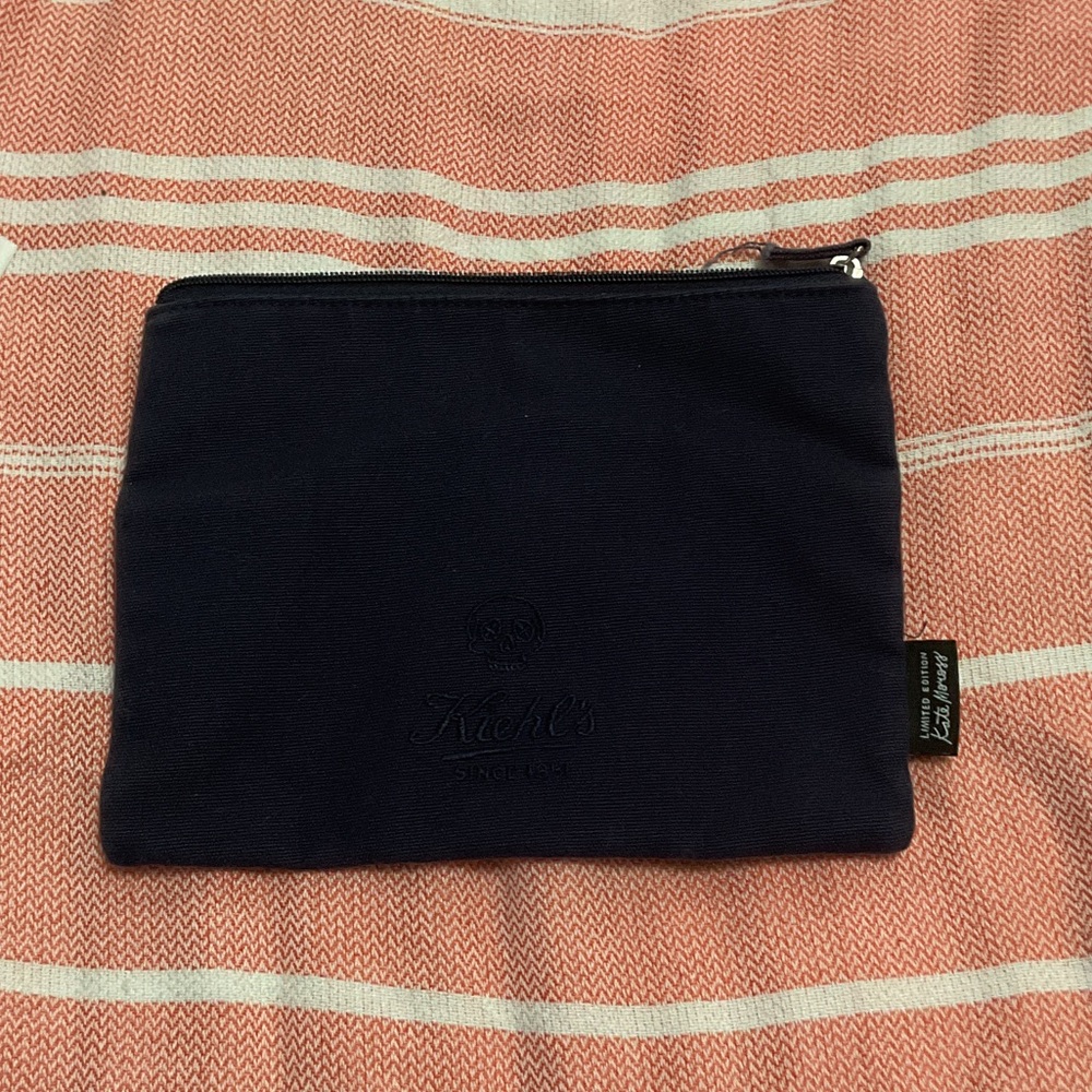 Kiehl's Dark Blue canvas zipper cosmetic/toiletry bag pouch.